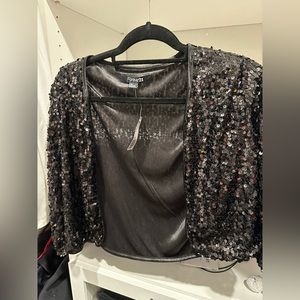 FOREVER 21 SEQUINS BLAZER BLACK NEW WITH TAGS